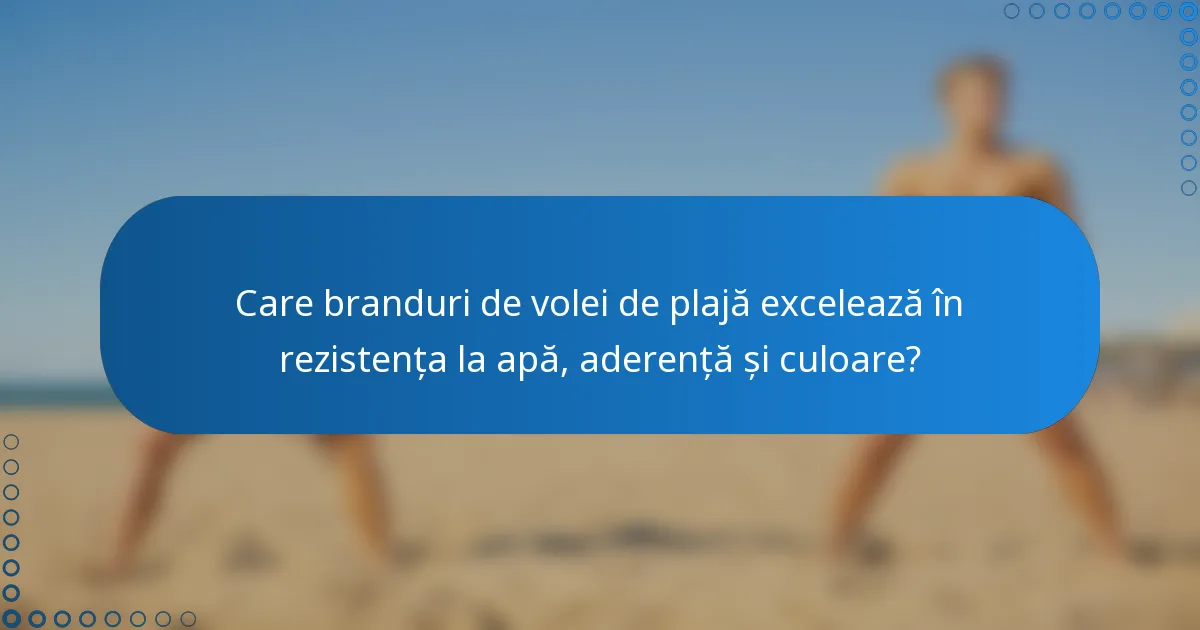 Care branduri de volei de plajă excelează în rezistența la apă, aderență și culoare?