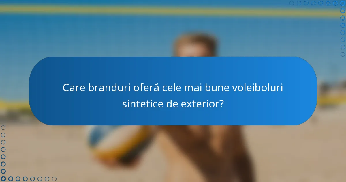 Care branduri oferă cele mai bune voleiboluri sintetice de exterior?