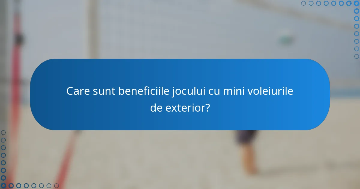 Care sunt beneficiile jocului cu mini voleiurile de exterior?