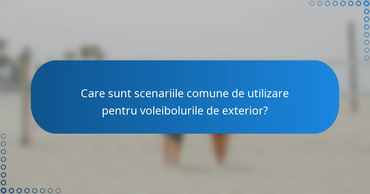 Care sunt scenariile comune de utilizare pentru voleibolurile de exterior?