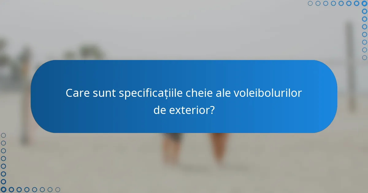 Care sunt specificațiile cheie ale voleibolurilor de exterior?