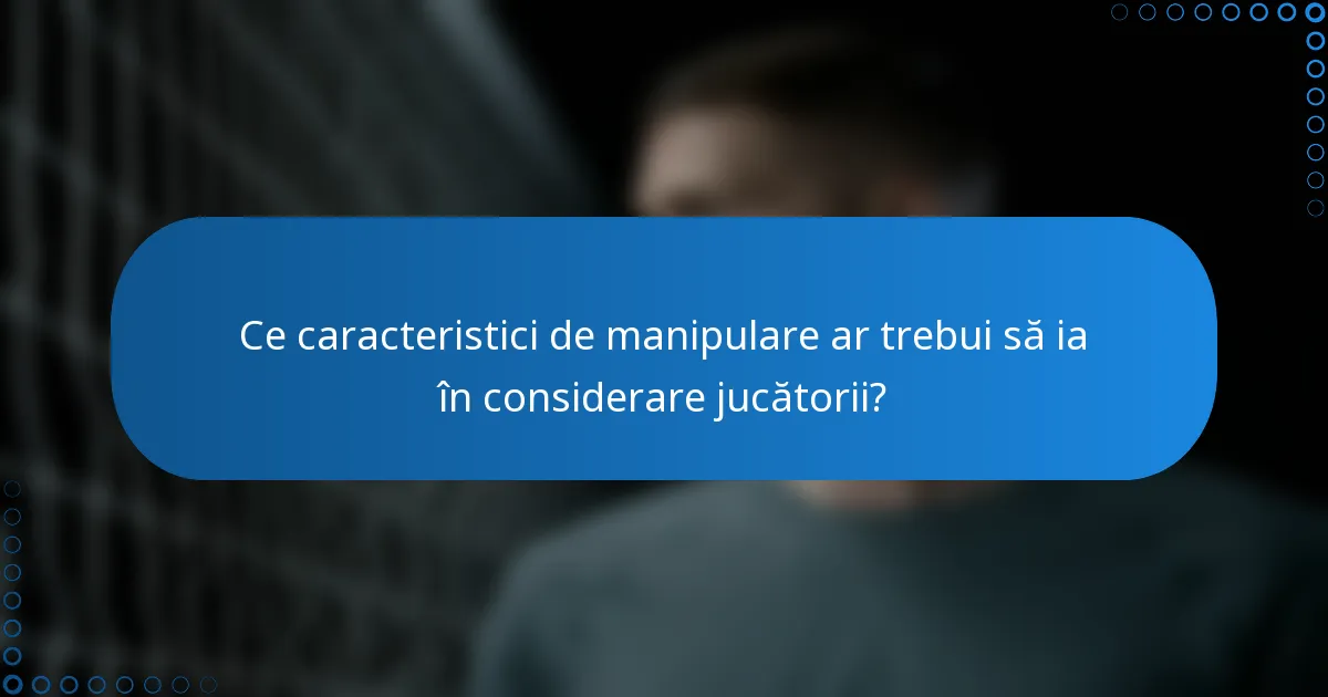 Ce caracteristici de manipulare ar trebui să ia în considerare jucătorii?