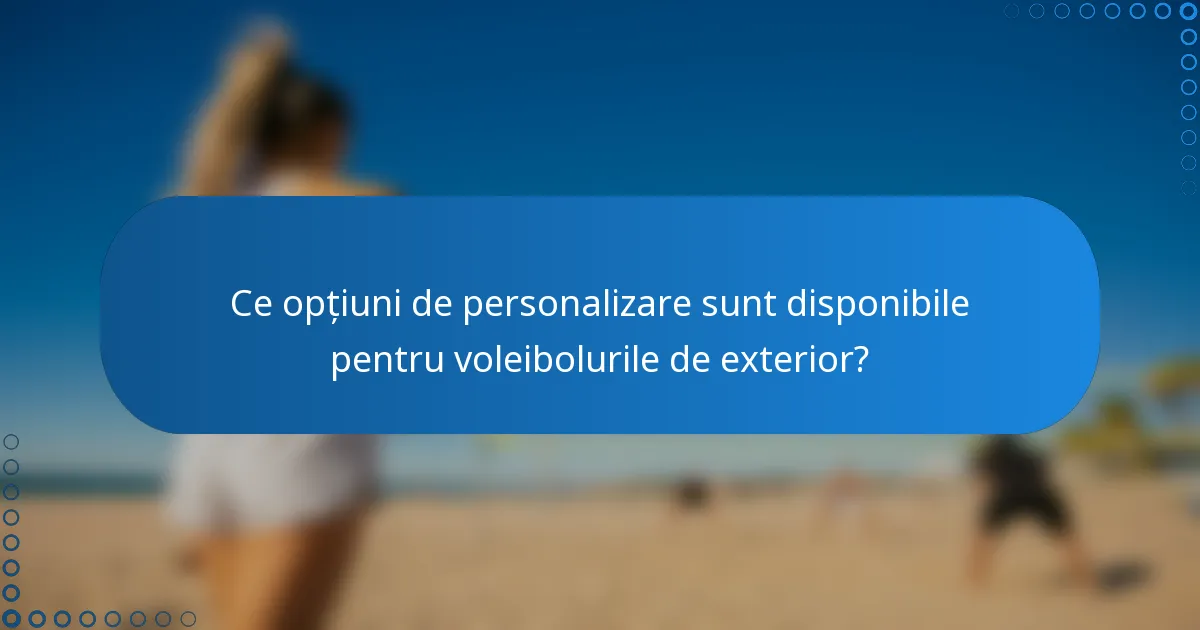Ce opțiuni de personalizare sunt disponibile pentru voleibolurile de exterior?