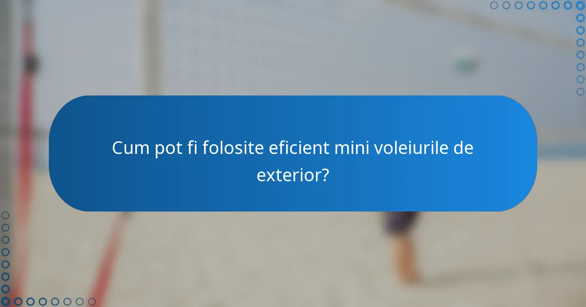 Cum pot fi folosite eficient mini voleiurile de exterior?