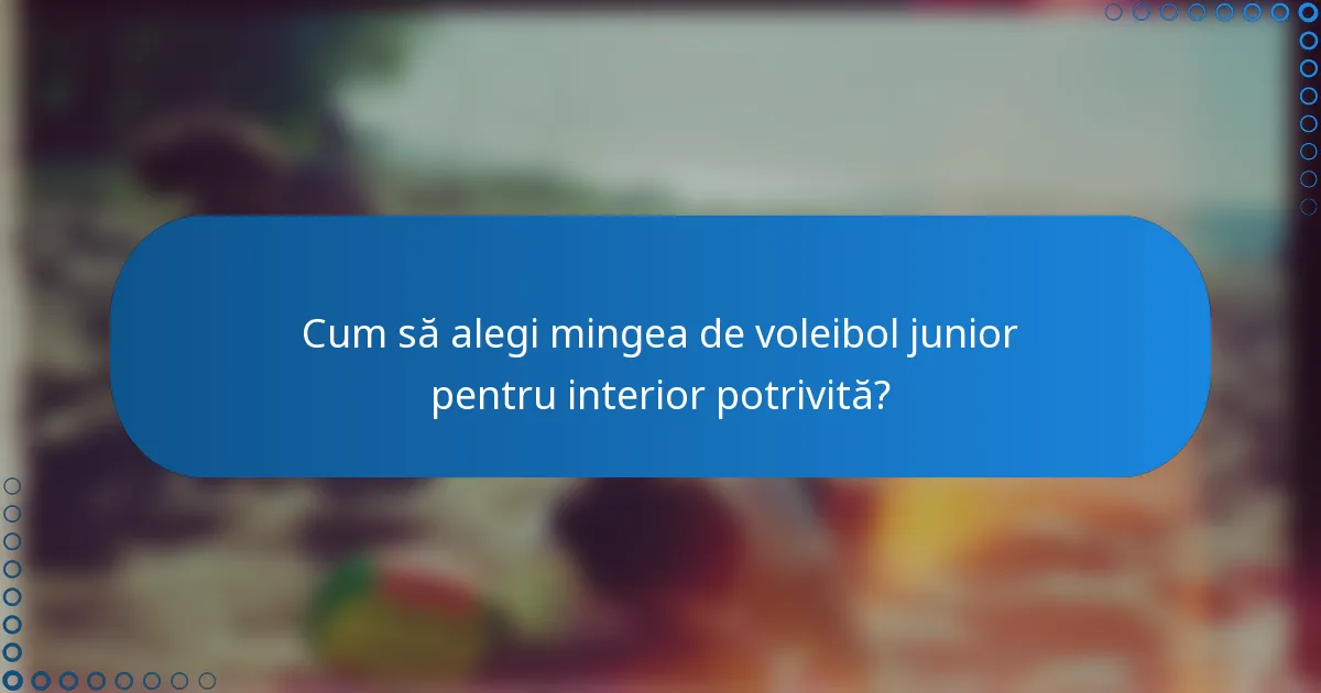 Cum să alegi mingea de voleibol junior pentru interior potrivită?